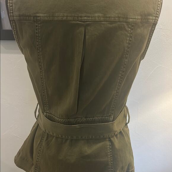 Cotton Olive Green Utility Vest Y2K - Picture 5 of 7